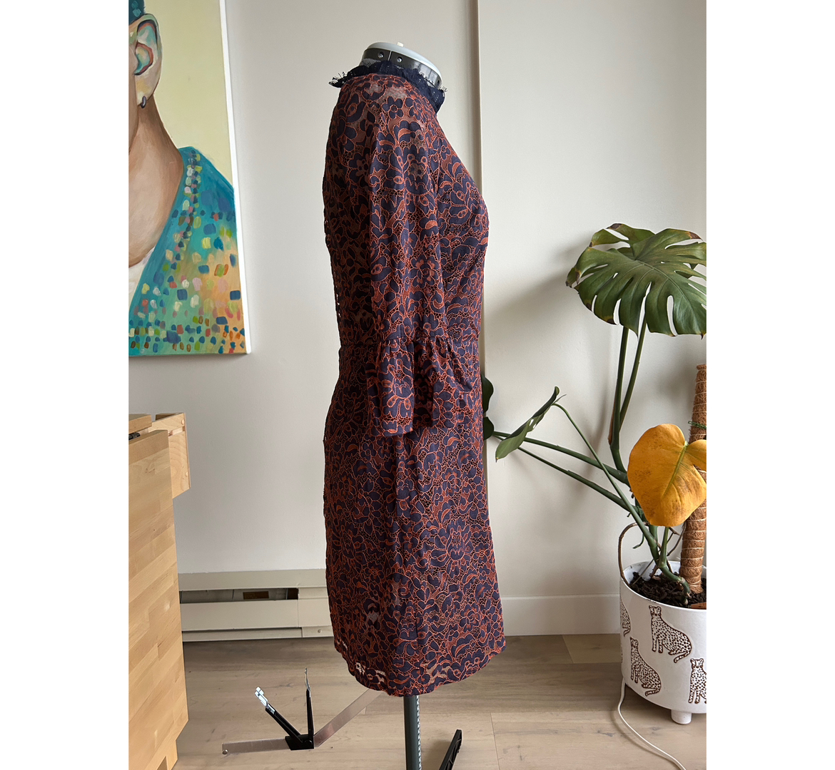 Topshop Navy Copper Lace Dress image indicator(2)