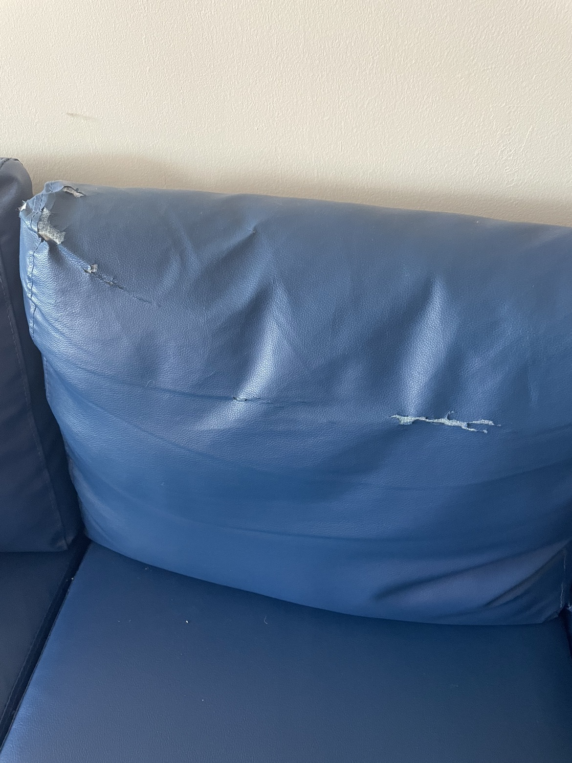 Blue pleather couch - photo 2