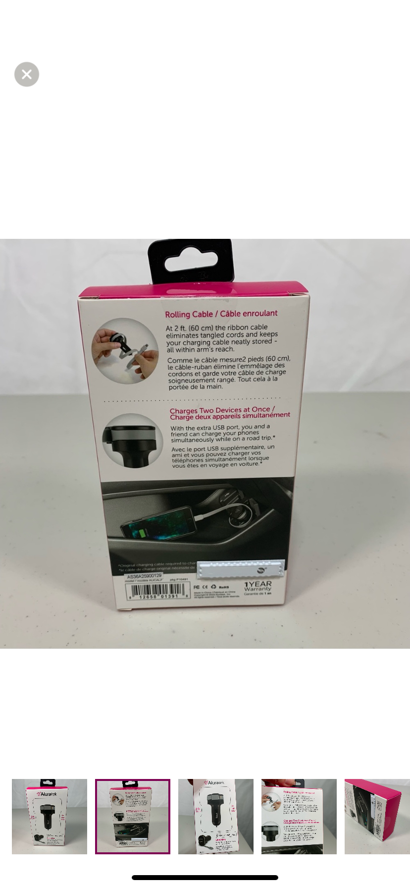 Aluratek Lightning Car Charger w/ USB Charging Cable image indicator(2)