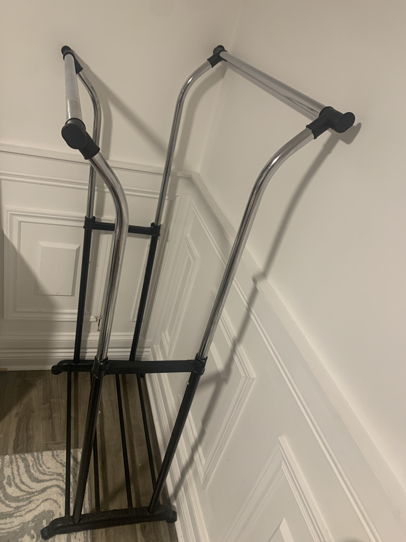 Mainstays Black and Chrome Double Clothing Rack with Wheels image indicator(4)