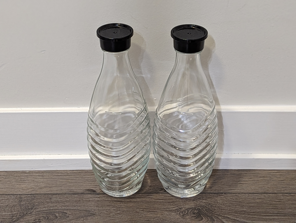 2 SodaStream Crystal Titan Silver Glass Bottles #freecycle