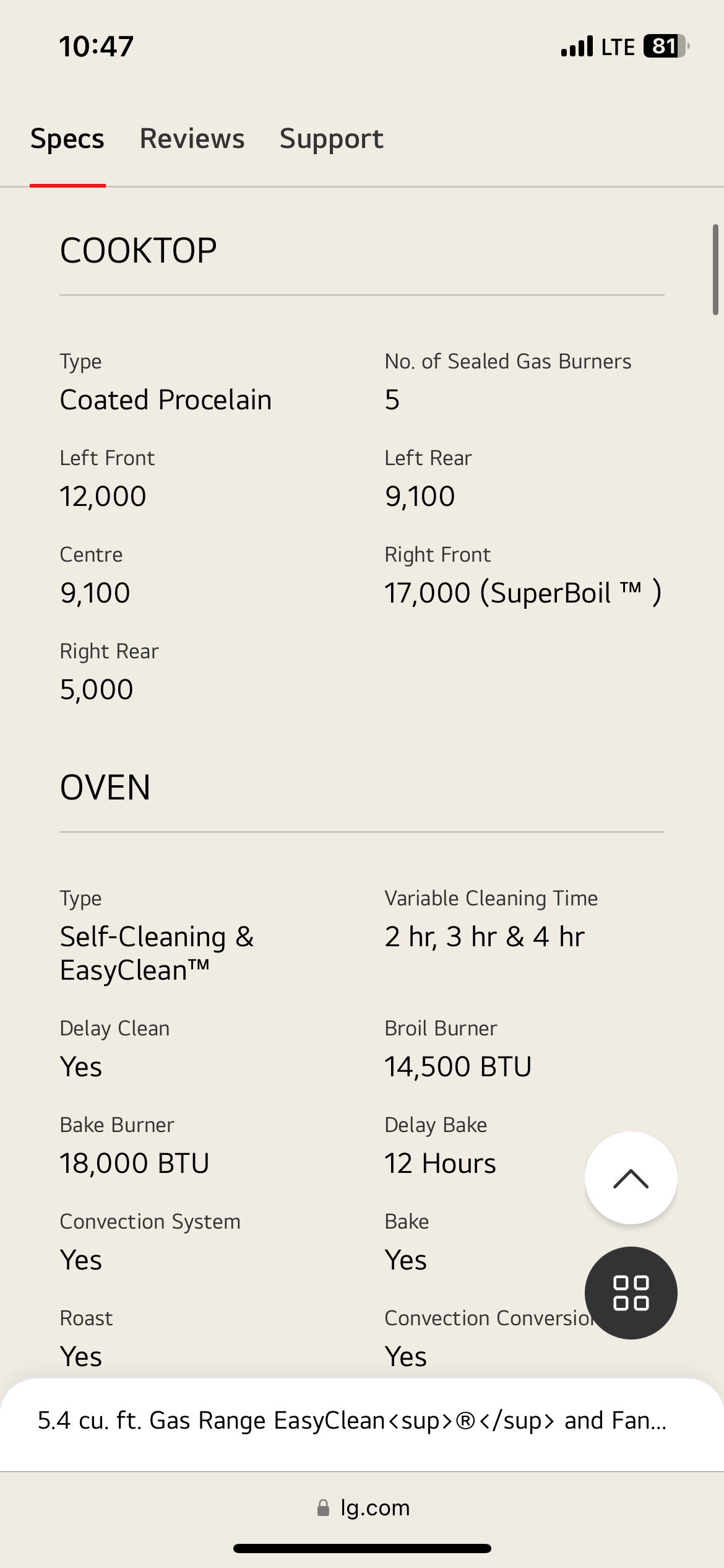 5.4 cu. ft. Gas Range EasyCleanu® and Fan Convection image indicator(4)