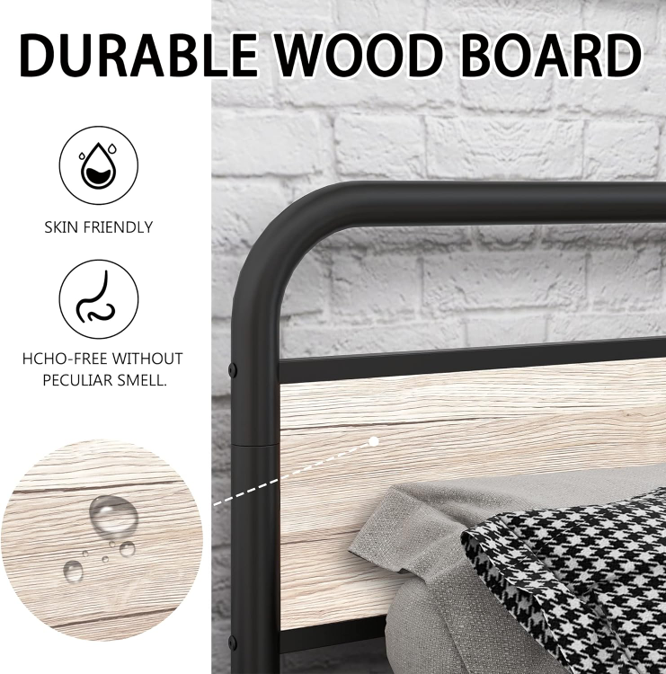 New Queen Size Bed Frame with Wooden Headboard and Footboard - photo 4