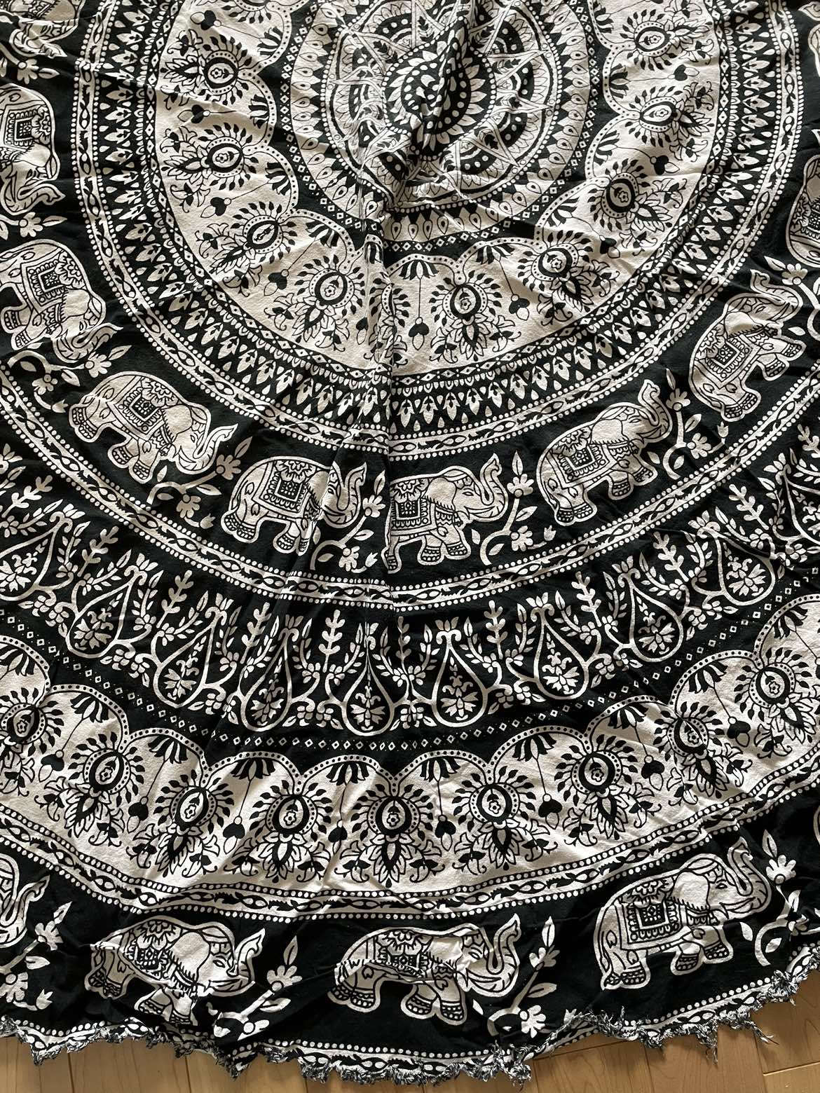 Large wall tapestry - black and white geometric elephants image indicator(2)