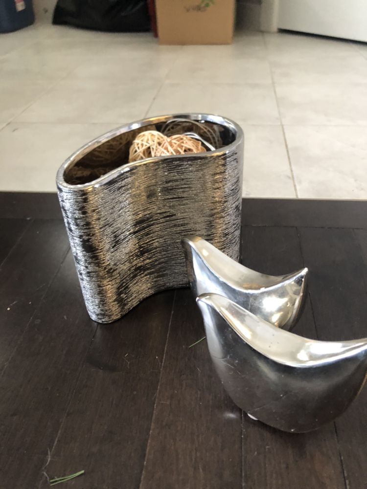 Silver Partridge and pot Decorative