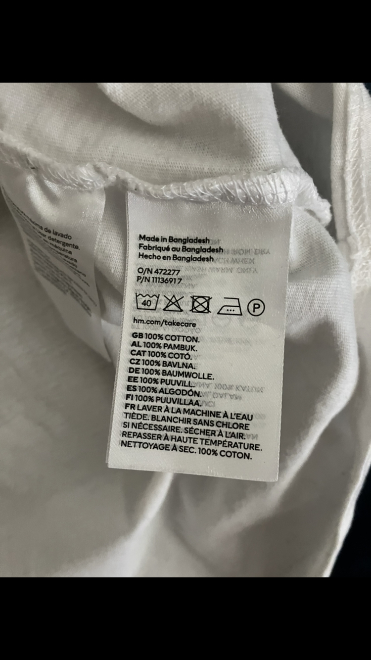 H&M Women’s White Long Sleeved 100% Cotton Jersey Shirt Size M👚🤍 image indicator(3)