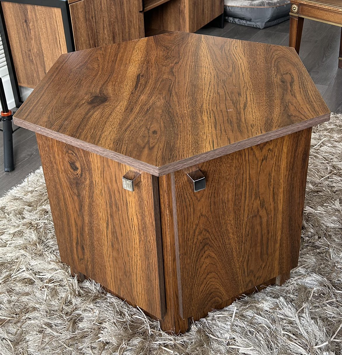Vintage Hexagon shape Coffee Table with Storage