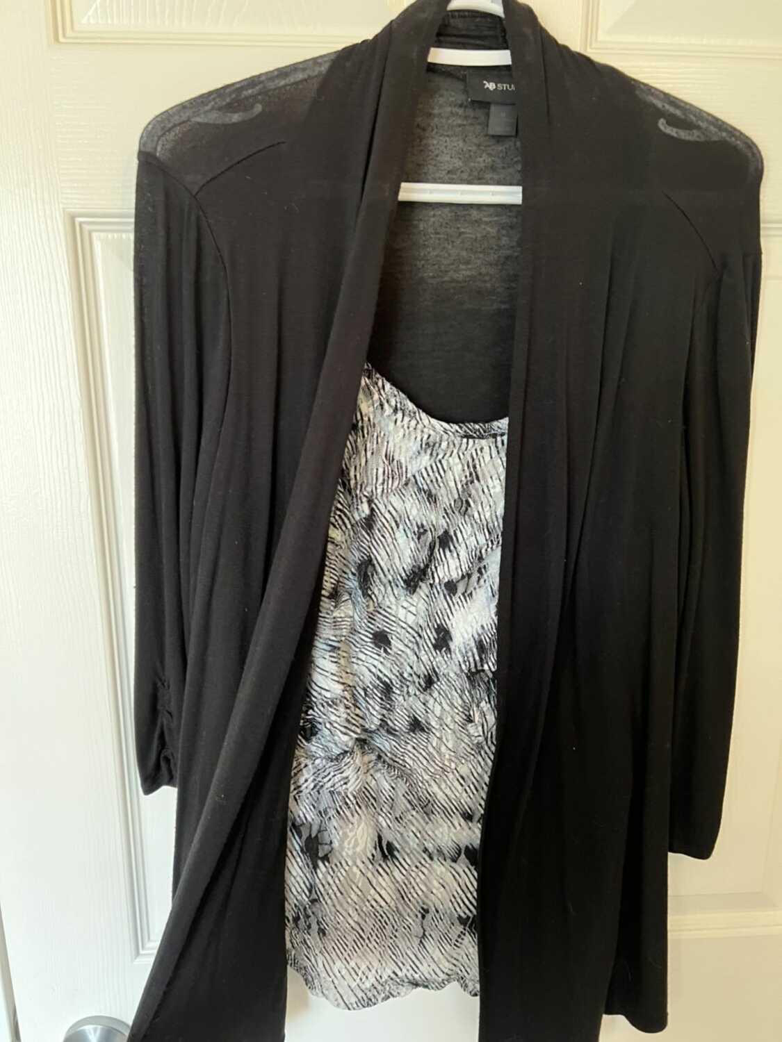 Black cardigan with built in top- medium thumbnail