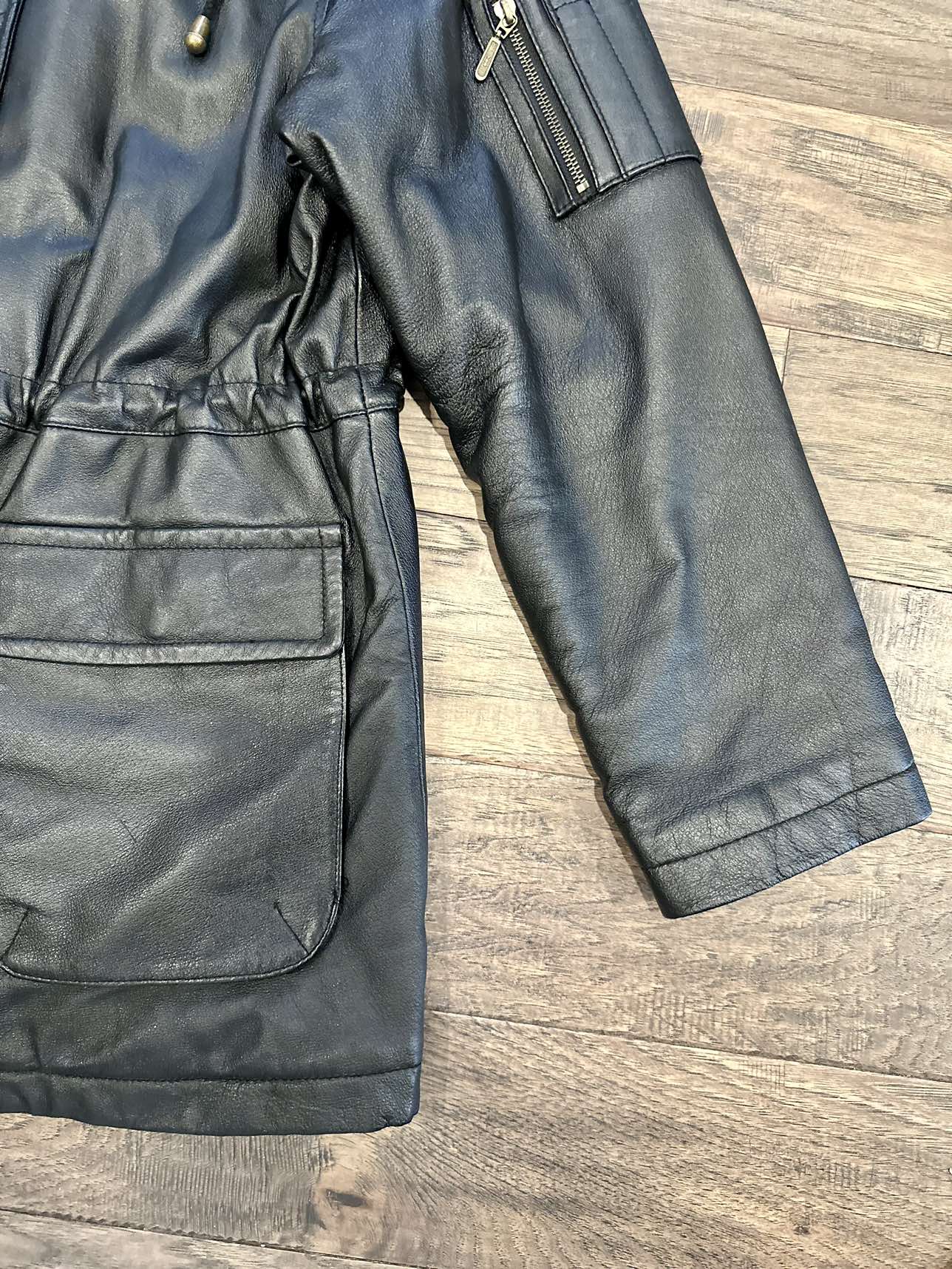 Black Genuine Leather Coat - photo 3