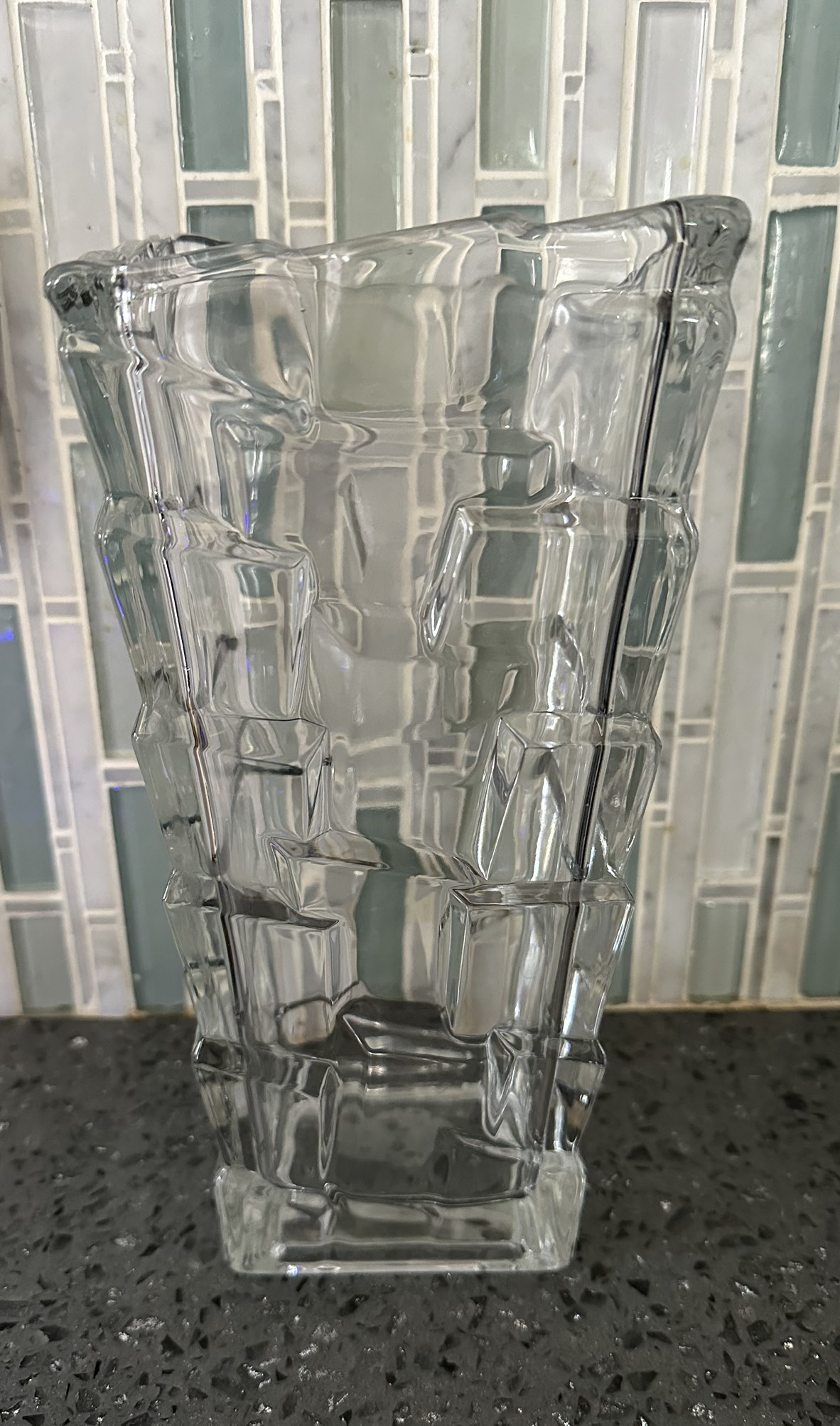 New thick glass vase 5” wide 10”tall thumbnail