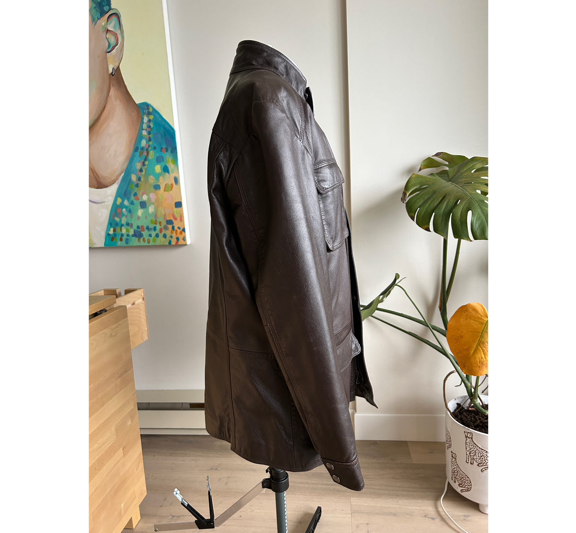 Black Brown 1826 Leather Jacket with lots of pockets image indicator(5)