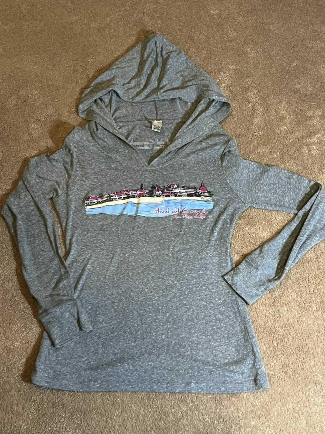 Hotel Del Coronado long sleeve with hood- sz large thumbnail