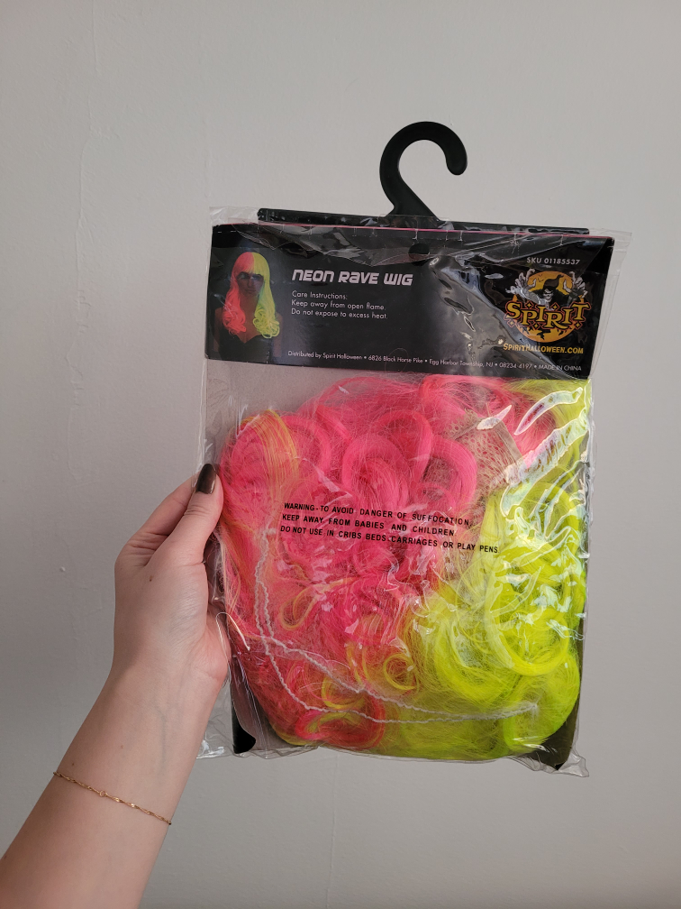 NEW synthetic split colour neon wig image indicator(2)