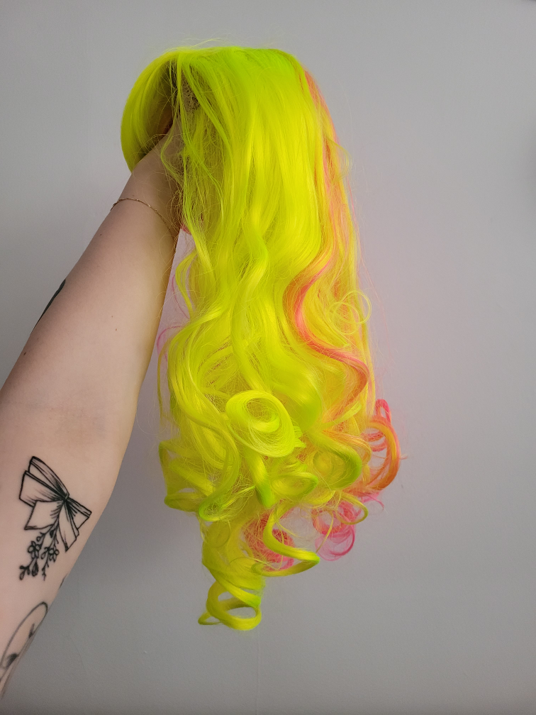 NEW synthetic split colour neon wig image indicator(5)