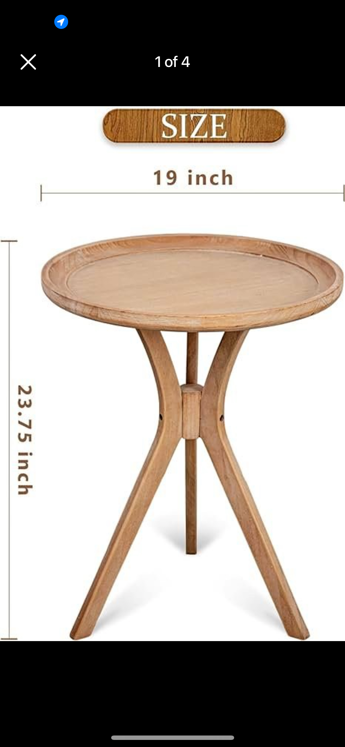 Natural Wood Tray Side Table