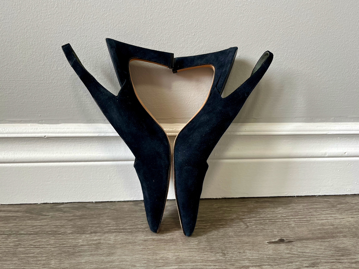 Via Spiga Navy Blue Suede High Heel Shoes - Size 7.5B thumbnail