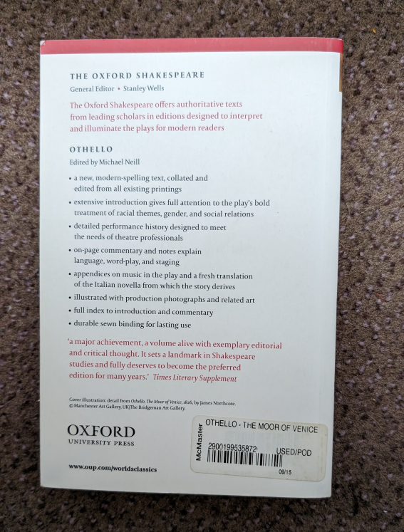Shakespeare's Othello MOVING SALE 🥕 - photo 3