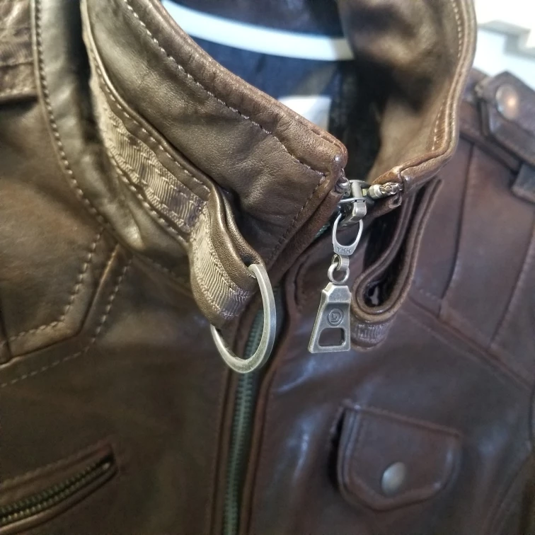 DANIER Genuine Italian Leather Biker Jacket - Dark Brown, 3xs image indicator(4)