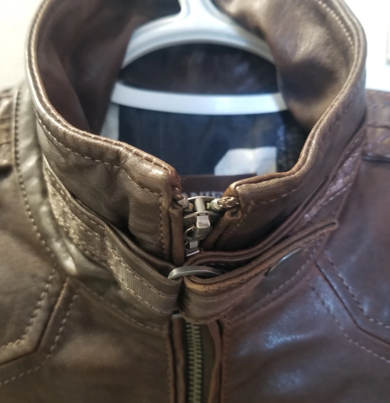 DANIER Genuine Italian Leather Biker Jacket - Dark Brown, 3xs image indicator(5)