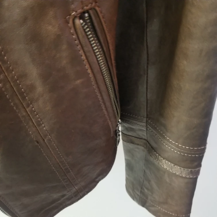 DANIER Genuine Italian Leather Biker Jacket - Dark Brown, 3xs image indicator(6)