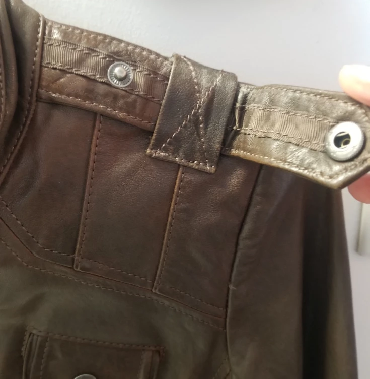 DANIER Genuine Italian Leather Biker Jacket - Dark Brown, 3xs image indicator(8)