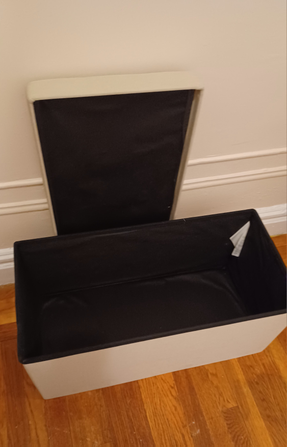 30-inch Folding Storage Ottoman with Removable Bin (Beige) image indicator(5)