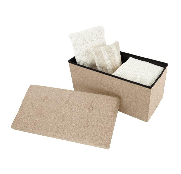 30-inch Folding Storage Ottoman with Removable Bin (Beige) image indicator(9)