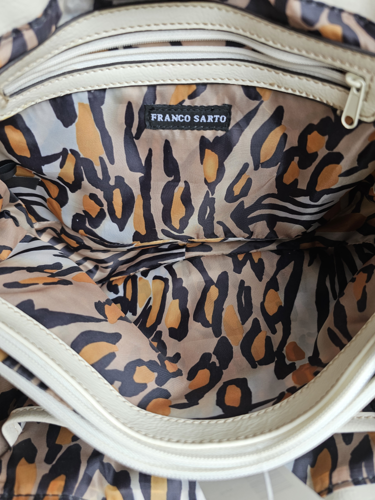 Vintage White And Leopard Franco Sarto Artisinal Italian Purse image indicator(3)