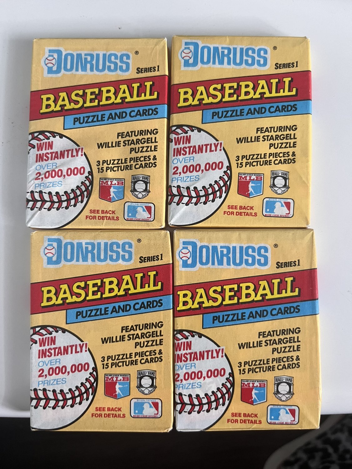 4x 1991 Donruss Series 1 Baseball Puzzle And Card Wax Packs thumbnail