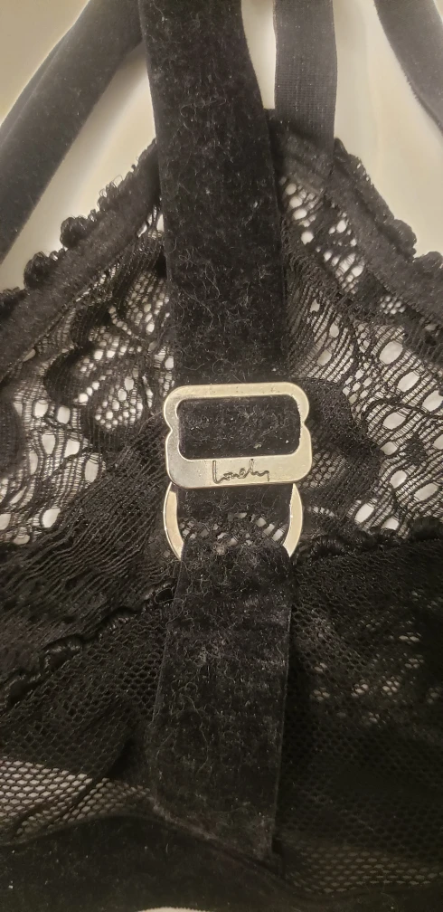 ⭐LONELY Lingerie Strappy Black Velvet Bra Top - photo 3