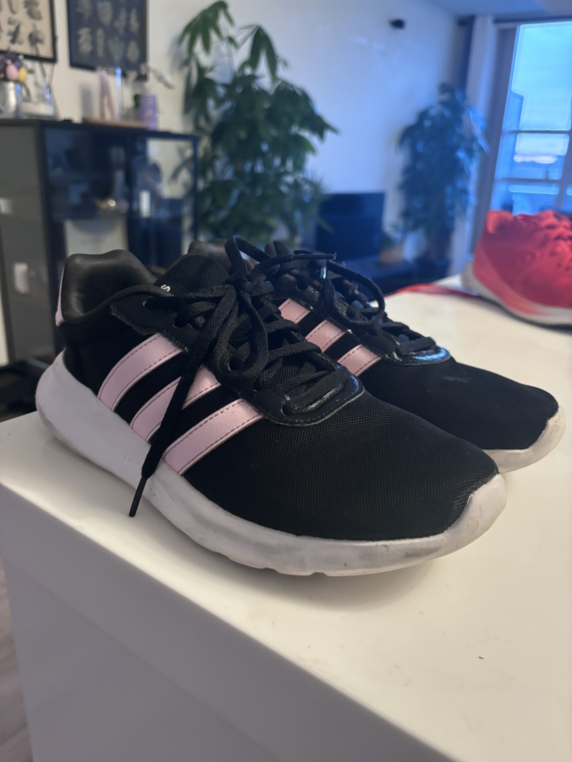 Adidas Sneakers - Black with Pink Detailing and White Soles