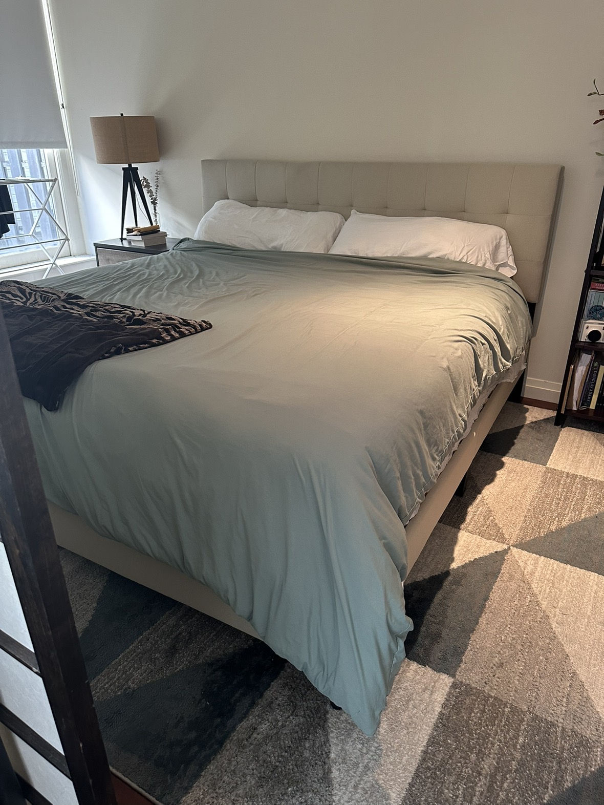 Cream Upholstered King Bed Frame