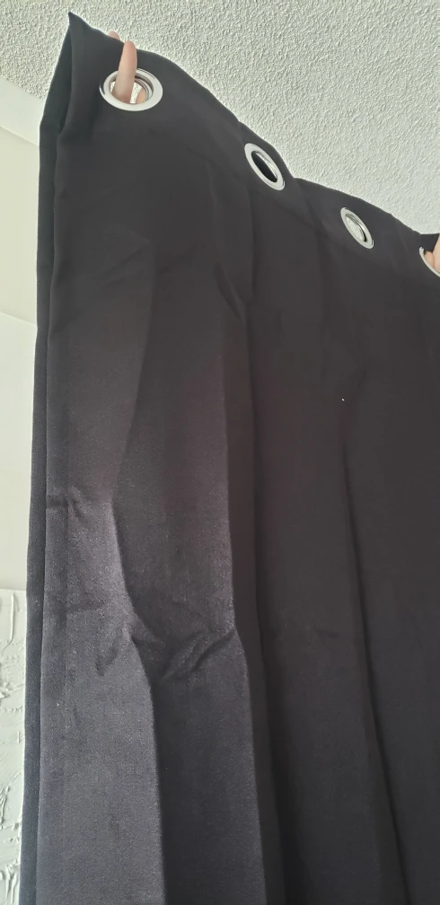 Grommet Black Silk Feel Curtains / Drapes - Blackout - photo 3