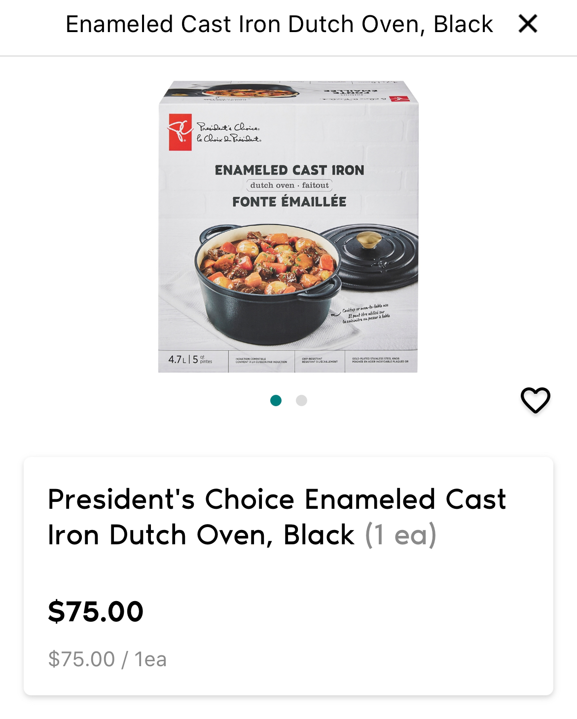 President's Choice Enameled Cast Iron Dutch Oven, Black image indicator(2)