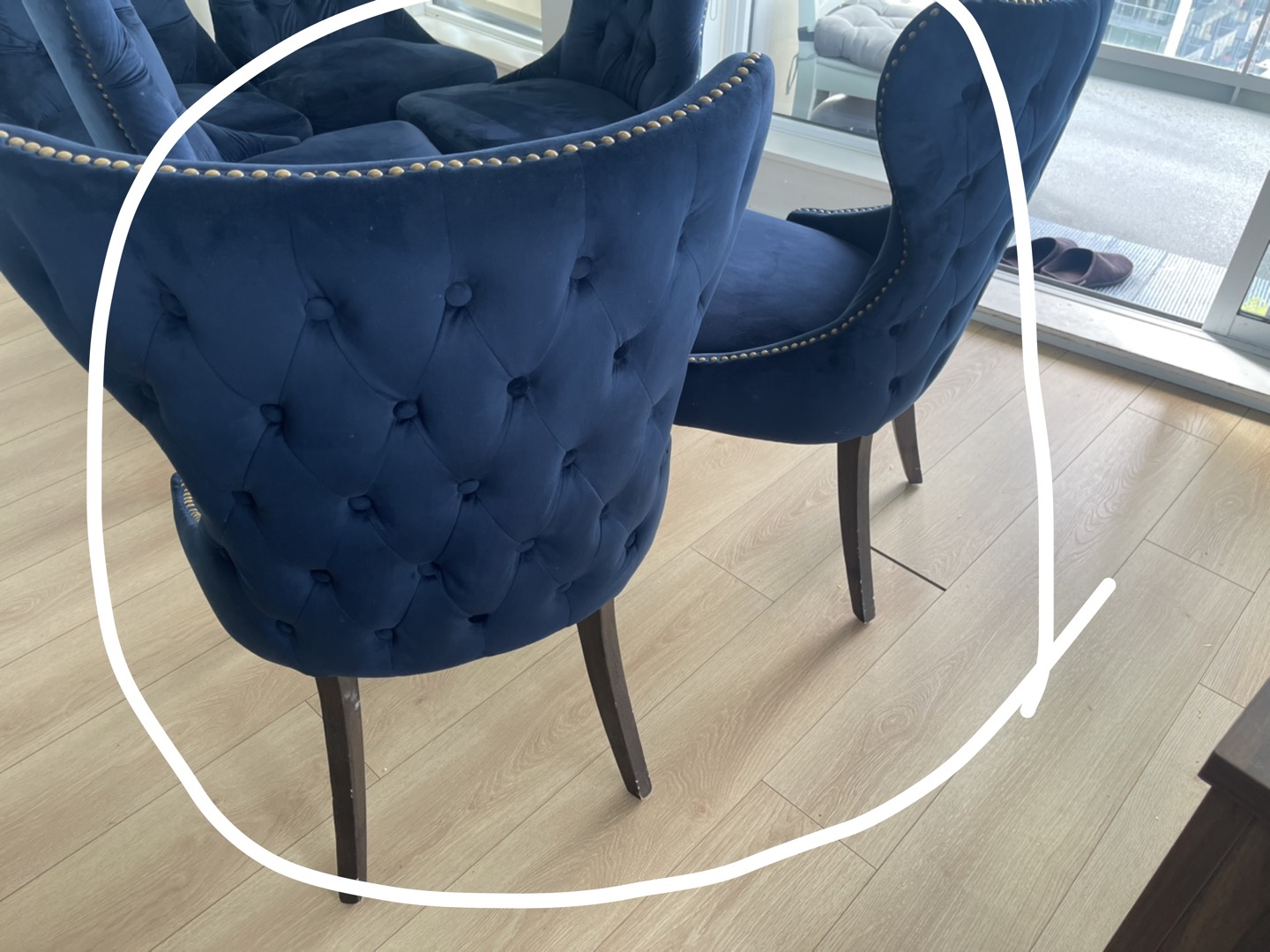 2 accent designed blue dining chairs used like new - photo 5