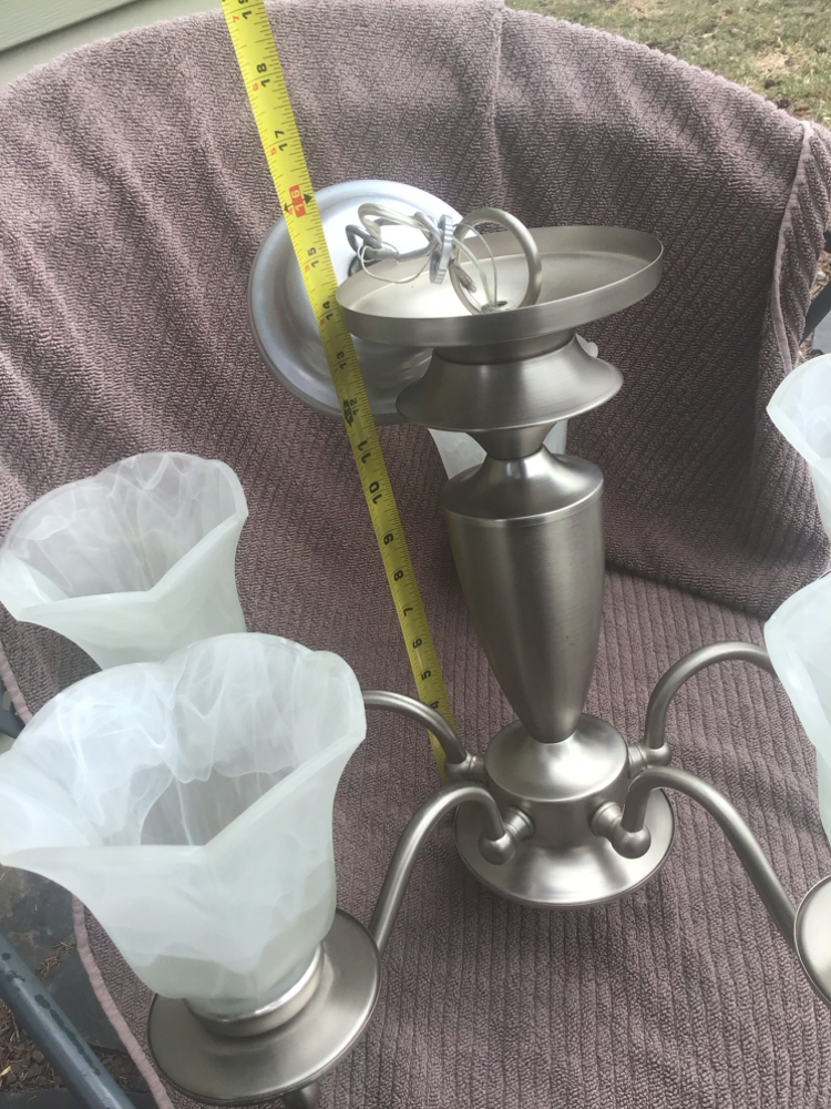 Five bulb brushed metal chandelier - photo 3