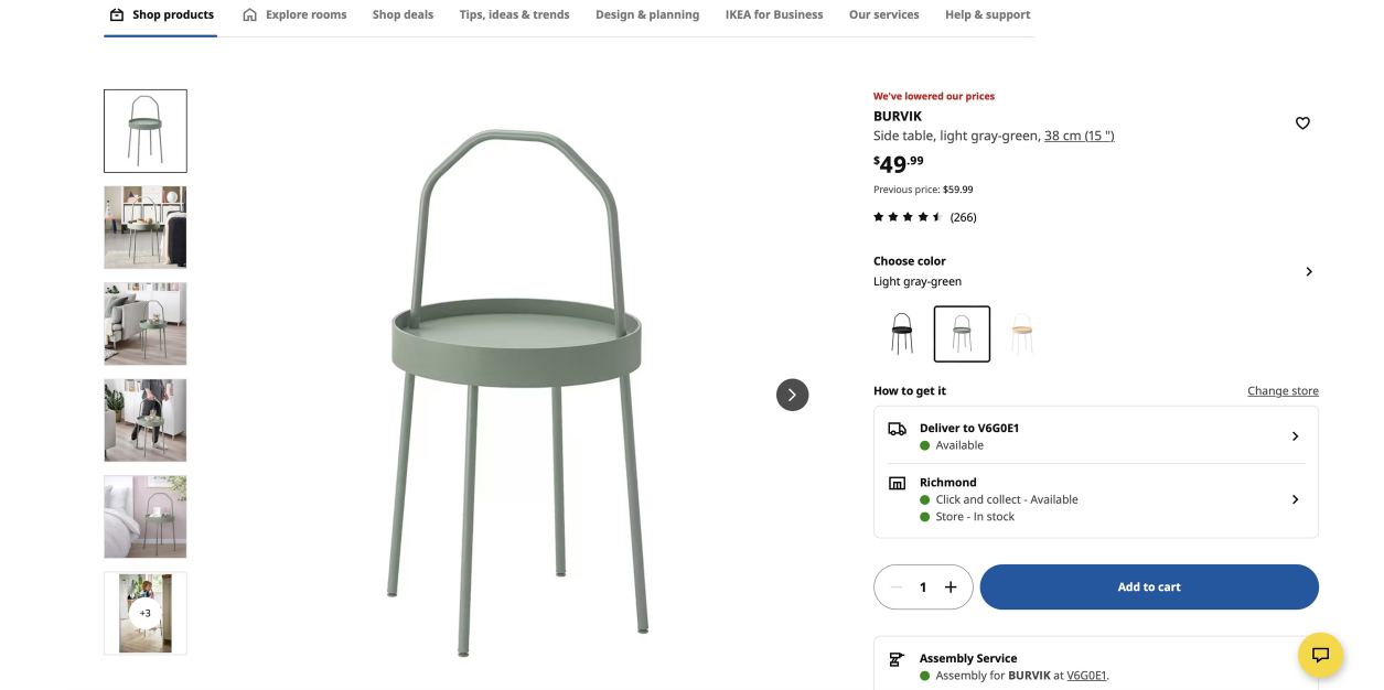 Side table, light gray-green - photo 4