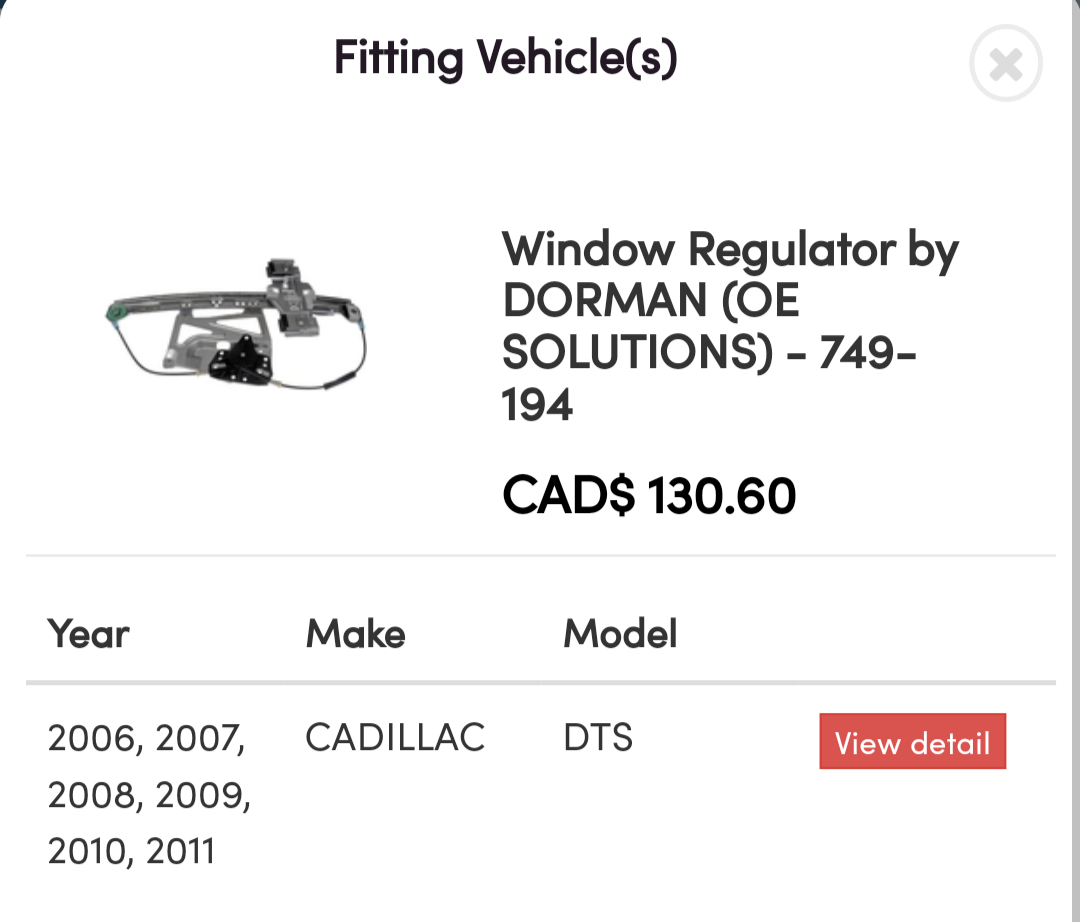 Cadillac Window Regulator for sale image indicator(3)