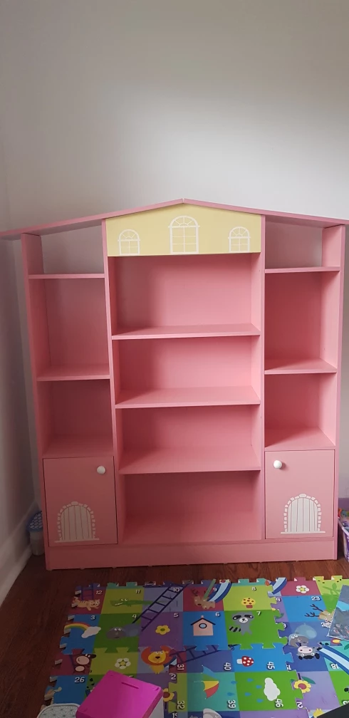 Wooden dollhouse bookcase storage