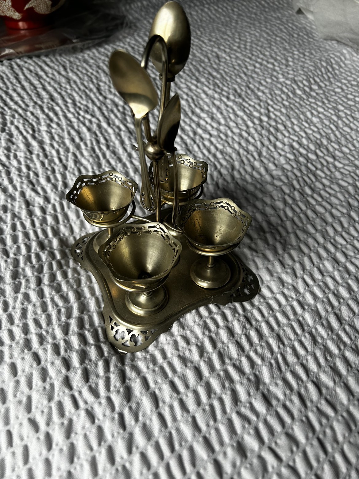 Vintage Antique Egg Cups and Holder image indicator(6)