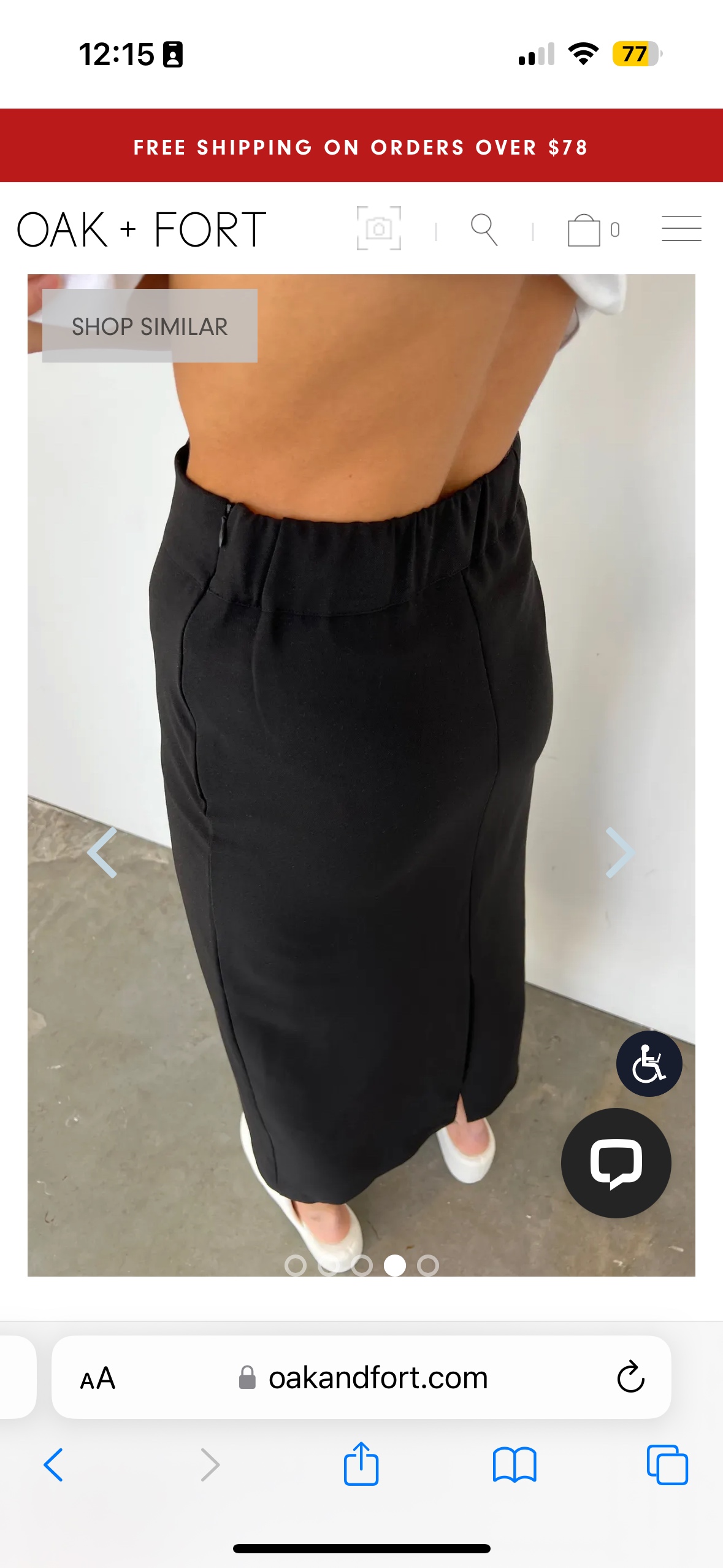 Oak and Fort Midi Skirt With Front Split Size S NWT image indicator(2)