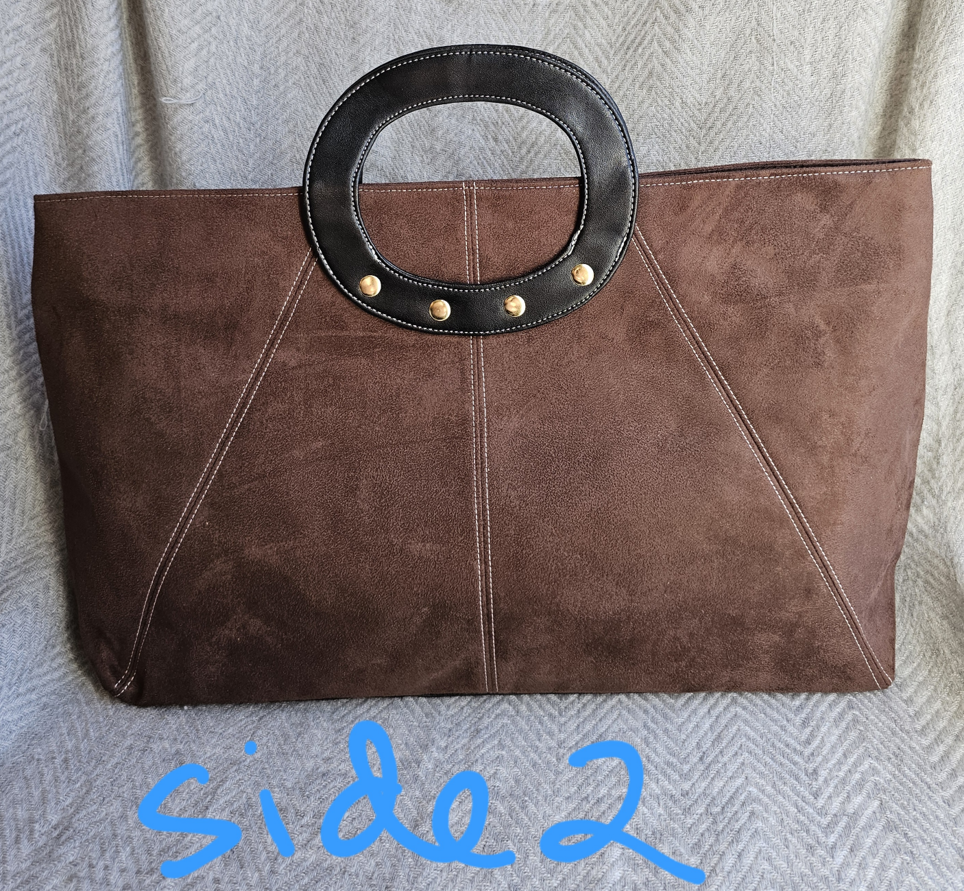 Borghese Brown Suede Open Tote Bag Purse image indicator(2)
