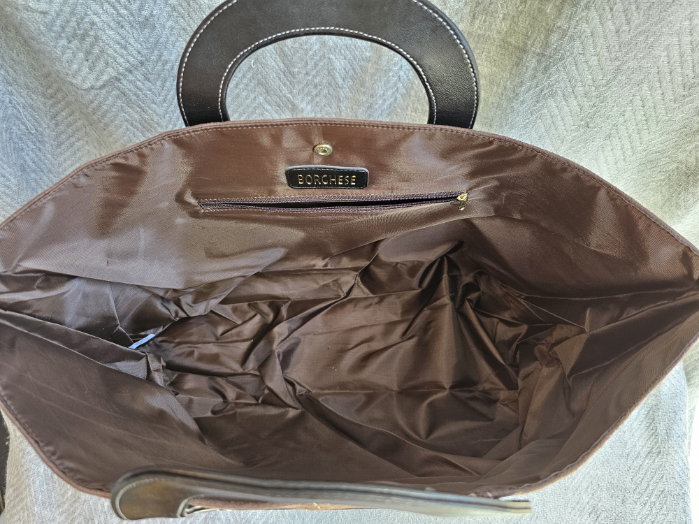 Borghese Brown Suede Open Tote Bag Purse image indicator(3)