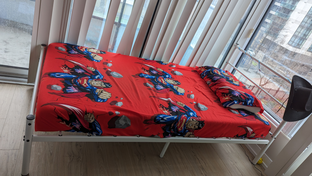 Twin bed frame with mattress thumbnail