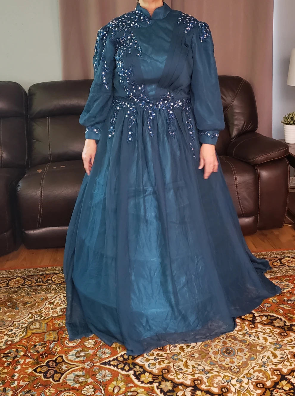 Long Gown Teal Colour Size 20 thumbnail
