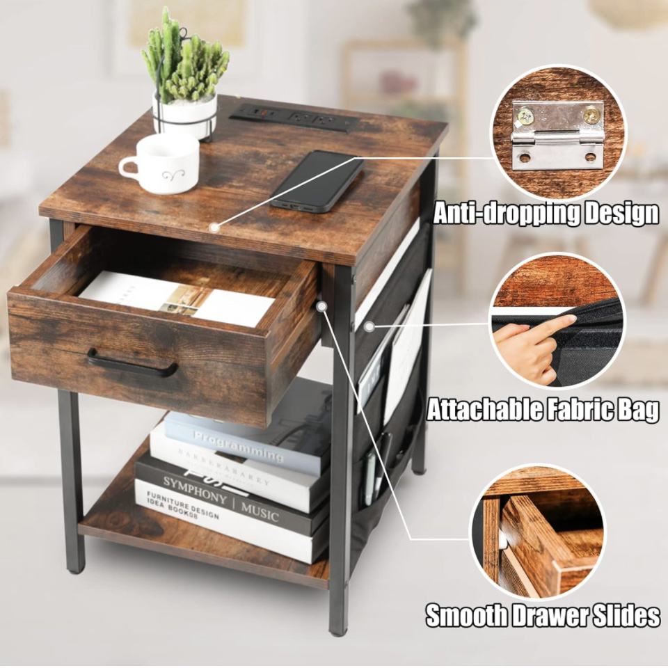 Nightstand with Charging Station and USB Ports image indicator(8)