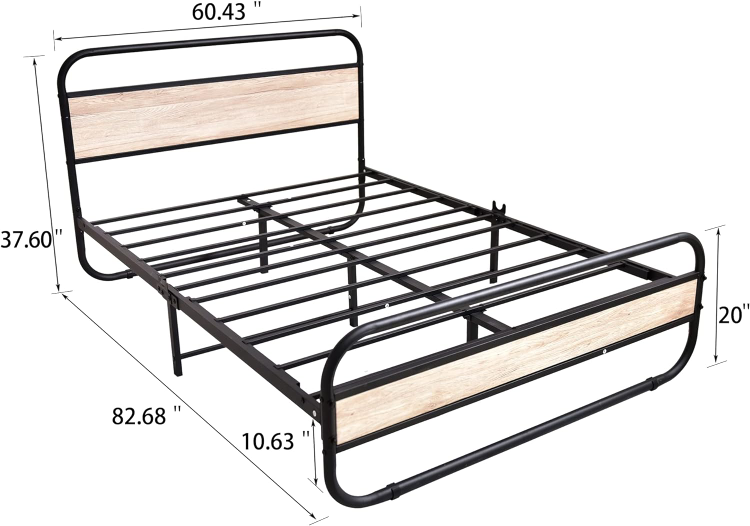 New Queen Size Bed Frame with Wooden Headboard and Footboard - photo 2