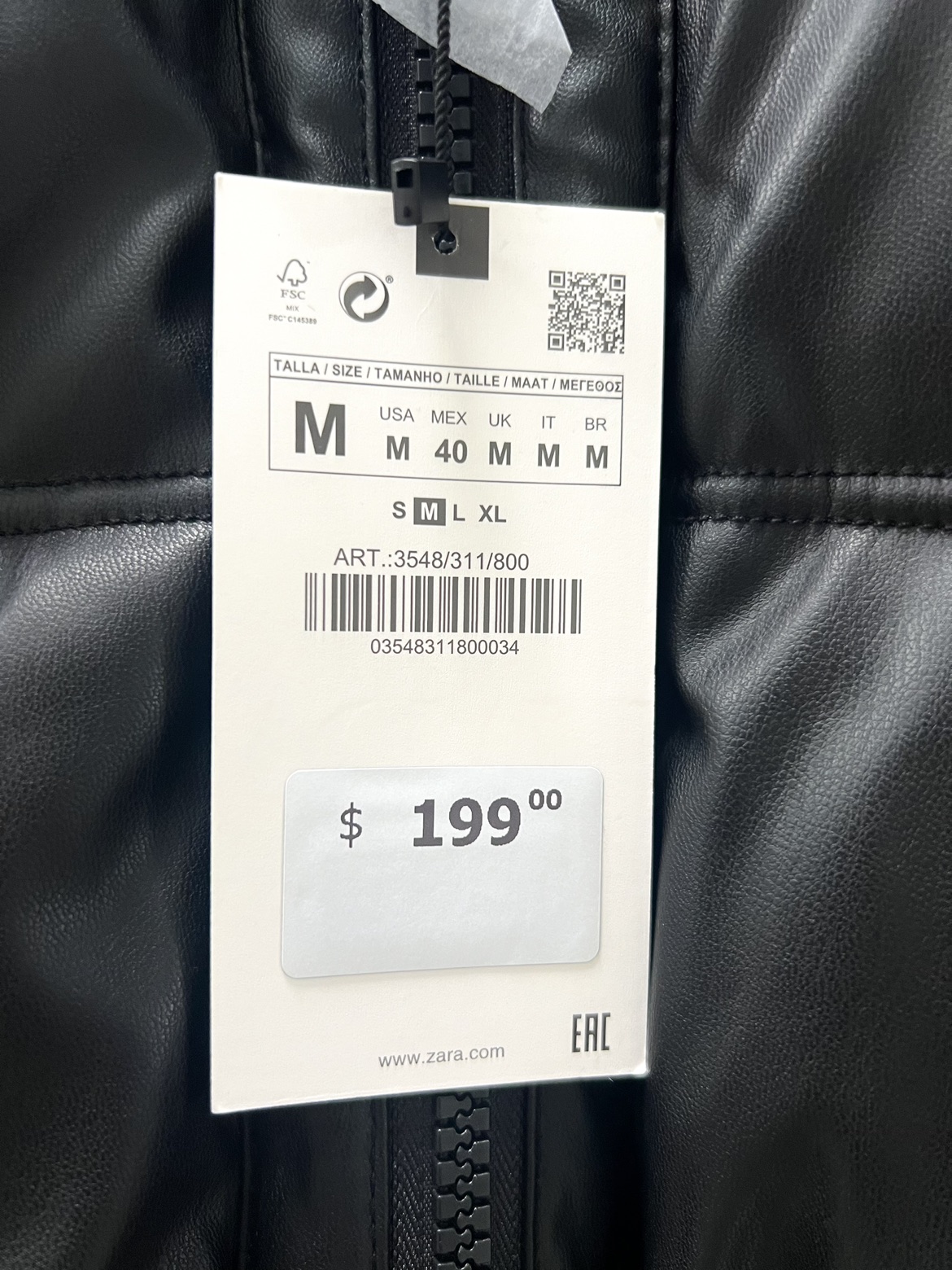 NEW ZARA Men’s Faux Leather Puffer Jacket - photo 4