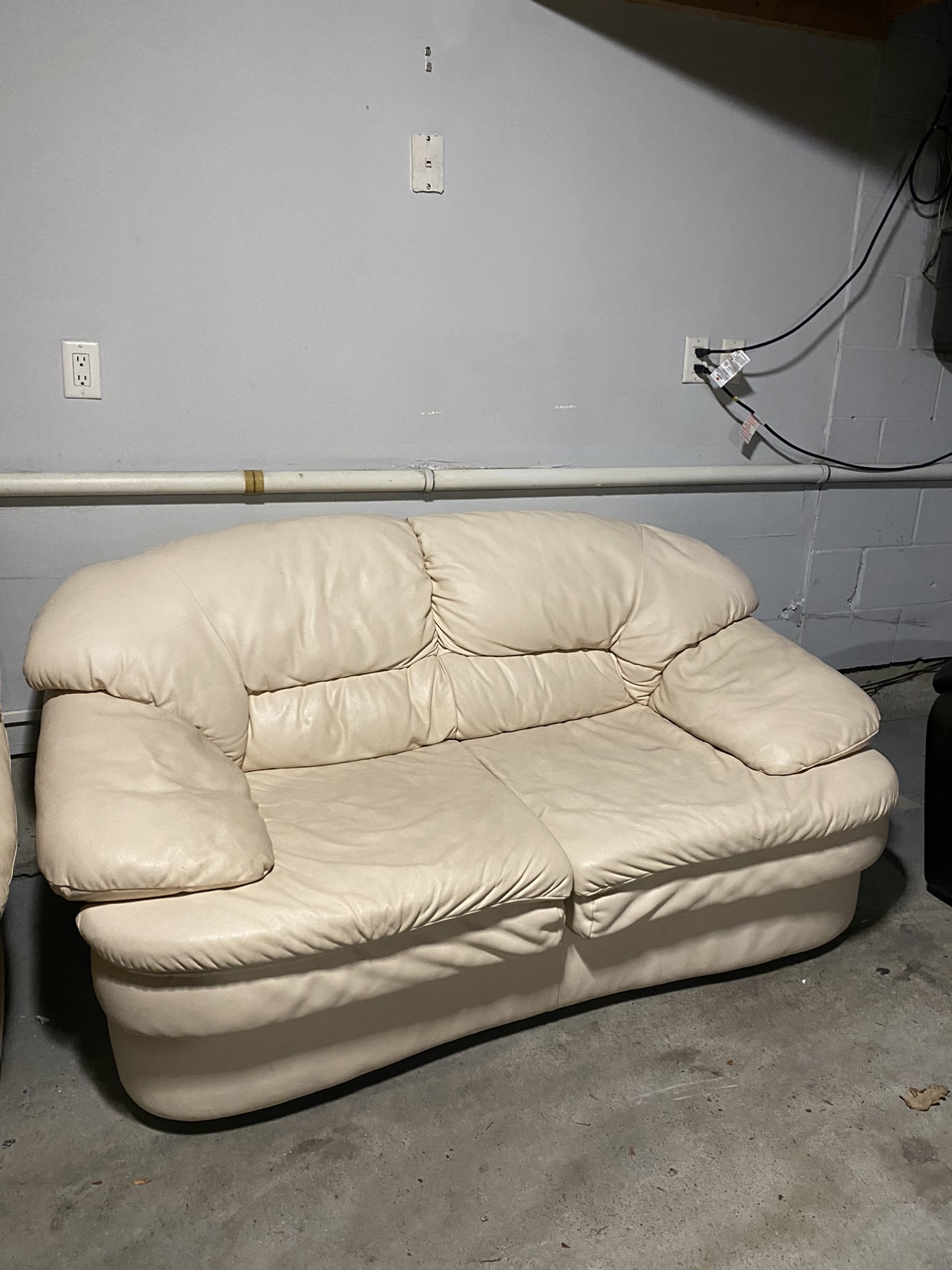 Oyster Leather Couch Set - photo 2
