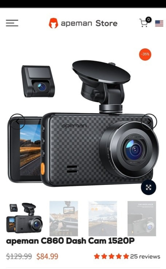 APEMAN C860 DUAL DASH CAM PARKING MONITOR - photo 3